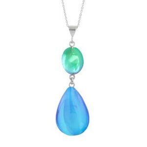 Double Drop Pendant Sterling Silver Crystal Jewelry Necklace
